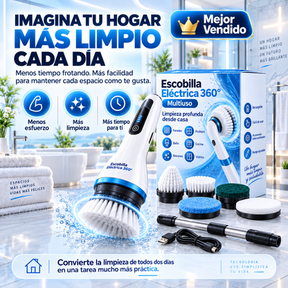 La Suciedad se va. tú Dejas de Frotar. Escobilla Eléctrica 360°