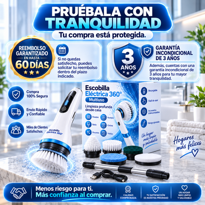 La Suciedad se va. tú Dejas de Frotar. Escobilla Eléctrica 360°
